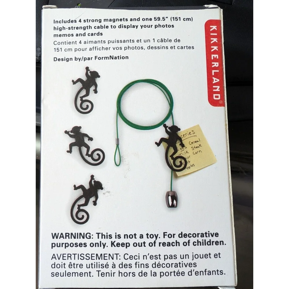 Cable Photo Holder w/ Magnets Monkey Black - Wire Green by Kikkerland (in box)
